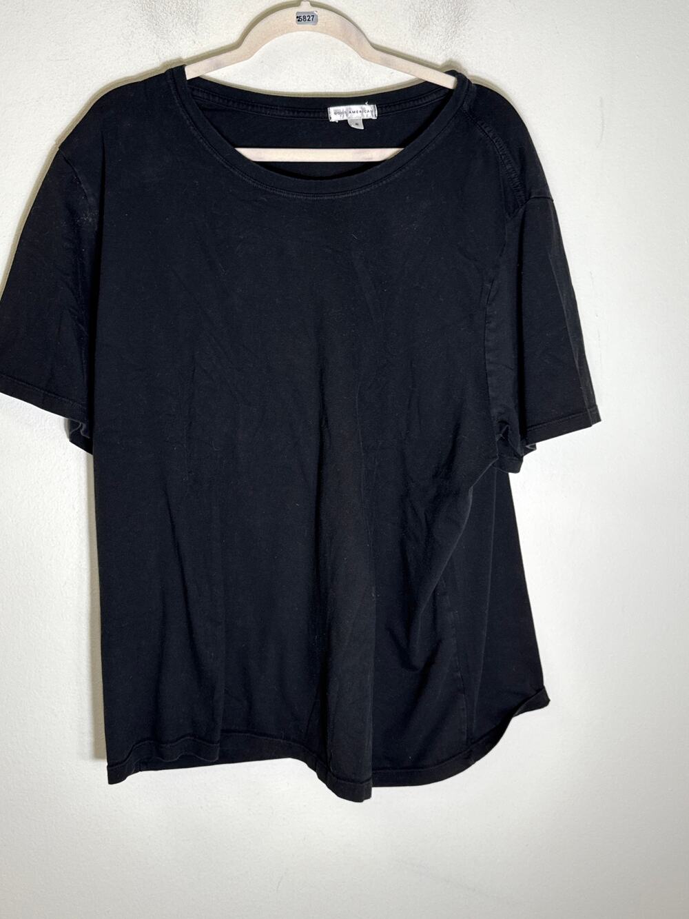 Good American Black Short Sleeve Cotton Tee Shirt Sz 6